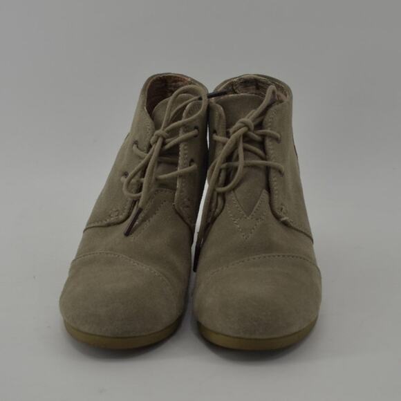 Women’s Taupe Suede Wedge Booties Lace-Up Ankle Boots Size 8 - Picture 4 of 11